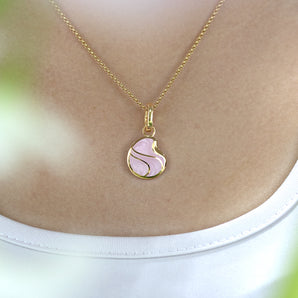 Caméllia Pendant with Pink Enamel