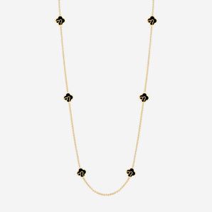 Anelise 6 Charms Necklace with Black Enamel