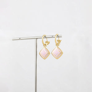 Anais Earrings with Pink Enamel (Dangle)