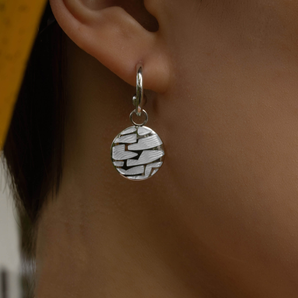 Emie Earrings with White Enamel (Dangle)