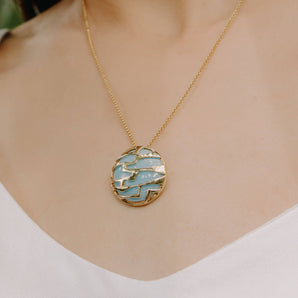 Emie Pendant with Blue Enamel