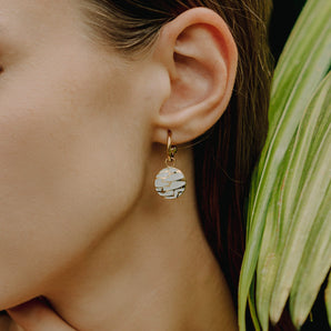 Emie Earrings with Green Enamel (Dangle)