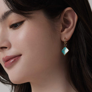 Juliette Earrings with Turquoise Enamel (Dangle)