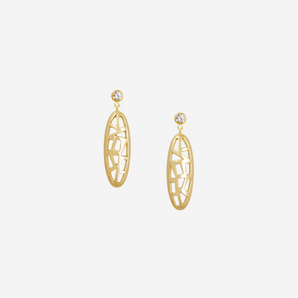 Laurette Stud Earrings in Oval with White Sapphire