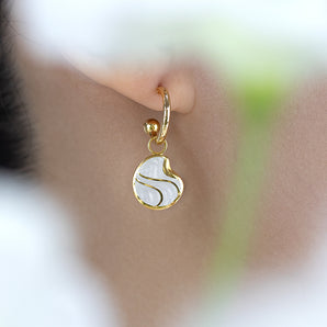 Camellia Earrings with White Enamel