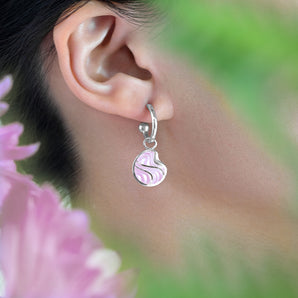 Camellia Earrings with Pink Enamel