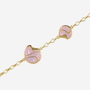 Camellia Bracelet with Pink Enamel