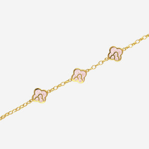 Anelise 3 Charms Bracelet with Pink Enamel