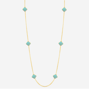 Anelise 6 Charms Necklace Turquoise Enamel