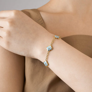 Anelise 3 Charms Bracelet with Blue Enamel