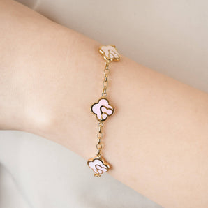 Anelise 3 Charms Bracelet with Pink Enamel