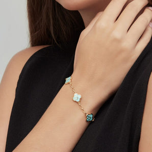 Anelise 3 Charms Bracelet with Turquoise Enamel