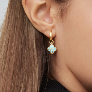 Anelise Earrings with Turquoise Enamel (Dangle)