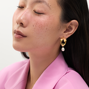 Edith Duo Stud Earrings with Pearl