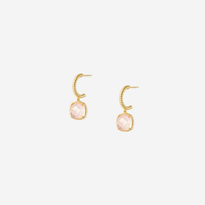 Claudette Earrings with Rose Quartz