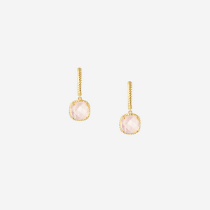 Claudette Earrings with Rose Quartz