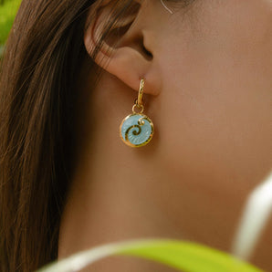 Maia Earrings with Blue Enamel (Dangle)