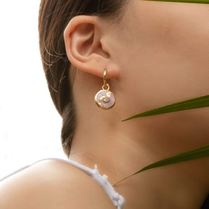 Maia Earrings with Pink Enamel (Dangle)