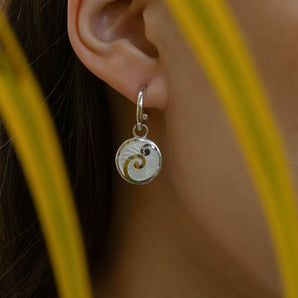 Maia Earrings with White Enamel (Dangle)