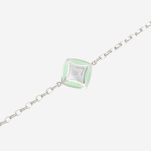 Anais Bracelet with White & Green Enamel